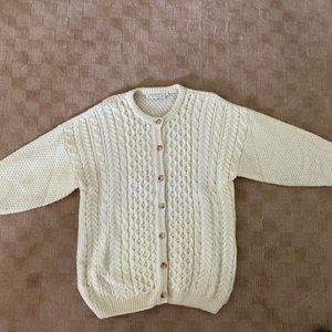 100% Wool cardigan sweater - white